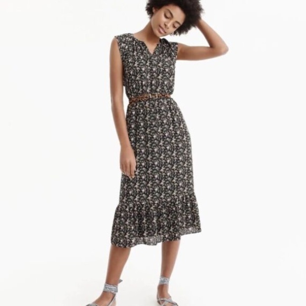 J.Crew Mercantile MIDI Floral Sleeveless Dress - Black